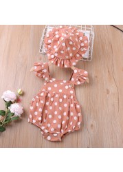 Sodawn-Baby Summer Baby Jumpsuit, Baby Clothes with Dotted Cotton Belts, with Hats, 0-24 Months, New Set