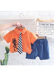 Summer Cotton Baby Boy Clothing Sets Infant Birthday Formal Party Clothes Suit T-shirt Pant Children's Clothing