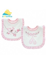 Baby Girls Bibs Cotton Pink Embroidered Saliva Towel Soft Newborn Burp Cloths Reusable Double Layer Baby Bandana Clothes