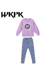 WKPK 4-18 years old girls clothes teenage new spring autumn kids suit comfortable outdoor sports children's casual clothes