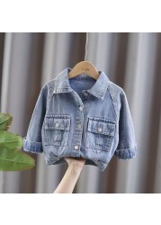 Spring Autumn 1-5year Children Denim Jackets Trench Jean Sequins Jacket Girls Kids Clothes Baby Lace Coat Toddler Casual Outerwear