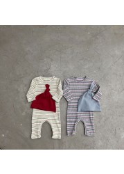 New Spring 2021 Baby Elastic Rompers Long Sleeve Striped Jumpsuit Baby Girls Cotton Clothes 0-24M