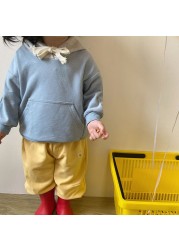 2022 Spring New Children's Casual Clothes Set Solid Little Girls Long Sleeve Hoodie Suit Baby Boys Kindergarten Clothes