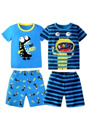 Boy Sets 100 Cotton Children Pajamas Sets Boys Dinosaur Pajamas Sleepwear For 2 To 13 Years Boy Teenager Sets Pajamas Suits