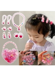 Girls Glitter Cute Hair Clip Set Baby Elastic Hair Bands Ponytail Holder Scrunchies Baby Fashion Sweet Hair Accessories