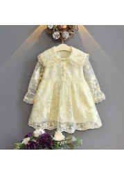 Autumn New Fashion Baby Girls Dresses Long Sleeve Chiffon Floral Princess Cute Dress Family Vacation Beach Kids Clothes 1-6 Years