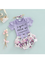 Ma&Baby 0-18M Newborn Infant Baby Girls Clothes Set Summer Letter Romper Floral Shorts Outfits Costumes D01