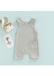 Ma & Baby 0-3Y Baby Boys Girls Jumpsuit Summer Sleeveless Romper Solid Color Baby Clothes Summer Costumes D01