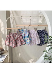 Korean children's floral shorts 2022 summer baby pant skirt fashion versatile children clothes kids clothing 90-140