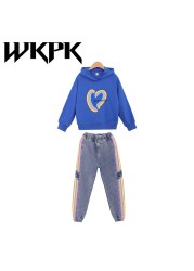 WKPK Girls Clothes Spring Autumn Kids Fashion Tracksuit 4-18 Years Two Pieces Sets T-shirt Pants Comfortable Teenagers Tracksuit