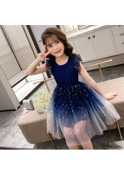 4-12Y Summer Kids Dresses for Girls Mesh Girl Dress Baby Sequin Gradient Party Vestidos Toddler Princess Dress Girl Kids Costume