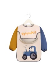 Children's Cartoon Printed Waterproof Baby Bib Adjustable Long Sleeve Baby Bib