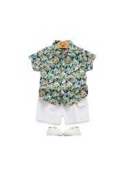 New Summer Baby Clothes Suit Children Boys Fashion Printed Shirt Shorts 2Pcs/Sets Toddler Casual Costume Infant Kids Sportswear