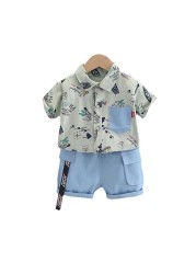 New Summer Baby Clothes Suit Children Boys Fashion Casual Shirt Shorts 2Pcs/Sets Toddler Sports Costume Infant Kids Sportswear