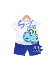 New summer baby boys children's clothing girls cute cartoon cotton T-shirt shorts 2pcs/sets baby casual outfit kids sportswear