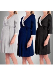 V-Neck Maternity Nightgown Women Clothes Nursing Nightgown Sleepwear Pajama Sleepwear Nightgown