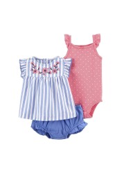 Baby Girl Clothes Infant Newborn Toddler Summer 3-Pieces Girl Clothes Baby Sets Baby Girls Outfits Birthday Gifts Girl Sets