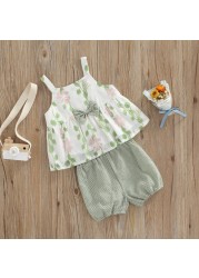 Ma & baby 9M-5Y Toddler Baby Girls Clothes Set Summer Bow Vest Tops Pants Floral Outfits Clothes Costumes C01