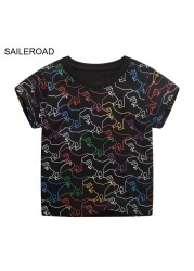 Seieroad Summer T-shirt Cotton Short Sleeve T-shirt Cartoon Dinosaur T-shirt Kids T-shirt Baby Girls Boys Kids Tops