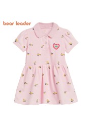 Bear Leader Kids Girls Cotton Fruit Print Dress Short Sleeve Girls Party Dresses Casual Girls Clothes