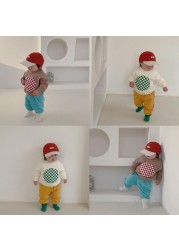 2022 New Casual Pajamas Spring Long Sleeve Plaid Sweatshirt Cotton Candy Color Pant 2pcs Baby Boys Girls Clothing Sets