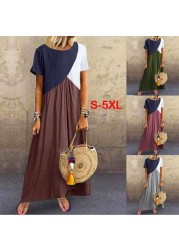 Pregnant Maternity Dress Pleated Patchwork Dress Women Short Sleeve Loose Casual Long Summer Dress Vestidos Elegant Clothes