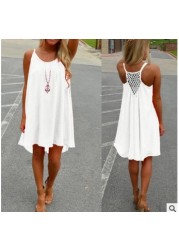 Summer Sexy Halter Neck Mini Sundress Solid Color Women Casual High Style Club Party Dresses Beach Wear