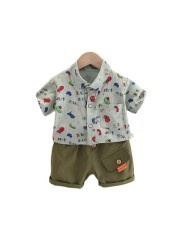 New Summer Baby Boys Clothes Suit Children Fashion Print T-shirt + Pants 2 Pieces/Set Toddler Casual Uniforms Infant Kids Tracksuits