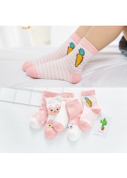 5Pairs/Lot 0-9Y Kids Socks Summer Cotton Cartoon Animal Kids Socks Carrot Girls Mesh Cute Newborn Boy Toddler Children Socks