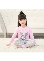 Easter Pyjamas Kids Pajamas Girl Sleepwear Set Cotton Rabbit Top+Pants Pijama Outfit Long Sleeve 2pc Pink Children Night Clothes