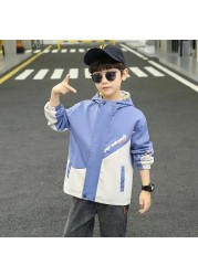 Spring autumn polyester jacket for boy new 2022 Korean version trendy cool fashion hooded windbreaker casual children's clothing