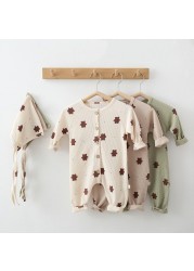 Newborn baby clothes baby clothes with hat print bear baby jumpsuit long sleeve boy and girls autumn jumpsuit bodysuit