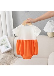 2022 Newborn Girls Clothes Summer Sweet Baby Clothes Baby Rompers Short Sleeve Round Collar Rompers