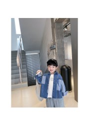 2022 Contrast Splice Handsome Boy Top Layer Denim Shirt For Promotion 2-12