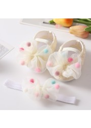 Etosale Cute Baby Walking Shoes 0-18M Newborn Baby Girls Shoes + Headband Set Infant Soft Sole Bowknot Princess First Walkers
