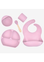 Bpa Free Kids Tableware Fashionable Soft Silicone Food Plates Easy To Clean Wash Baby Bibs Spoons Cute Gadget