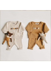 Spring Autumn Baby Sweatshirt Suit Baby Girl Boy Cotton Set Embroidered Letters Kids Pajamas Suit Newborn Baby Boy Girl Outfits