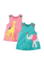 Girls Summer Dress Kids Cotton Sleeveless Dresses Children Dots Animal Pattern Princess Dress Baby Girl Casual Clothes Cute Tutu