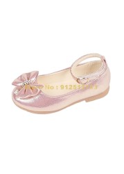 New Autumn Girls Leather Children Girls Toddler Princess Bowknot Sneakers Pearl Diamond Single Kids Dance Shoes