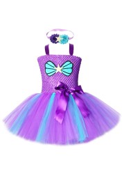 Mermaid Tutu Dress for Girls, with Headband, Birthday Party Dress, Shell, Starfish, Kids Princess Costume