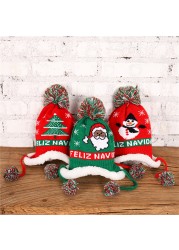 Baby Christmas Knitted Hat Pom Crochet Toddler Knitted Winter Beanie Cute Pompom Santa Claus Kids Warm Cap