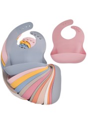 Waterproof Baby Bibs Silicone Baby Feeding Bibs Children Kitchen Apron with Pocket Infant Saliva Towel Adjustable Girl Boy Burp Clothes