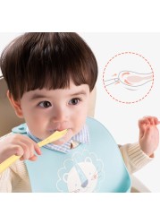 2pcs New Kids Cutlery Set Silicone Children Spoons Baby Feeding Spoons with Portable Box for Twins Baby Feeding Tools
