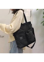 Women Canvas Bag New Design Zipper Shoulder Bag Female Reusable Large Capacity Shopping Bag Ladies Eco Cloth Shopping Bags