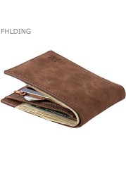 Men's PU Leather Short Wallet Multifunction Wallet Men Zipper Coin Purse Small Money Clip Wallet