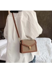 MSGHER Plaid PU Leather Crossbody Bags For Women 2022 Luxury Brand Chain Shoulder Messenger Bag Small Female Travel Bags