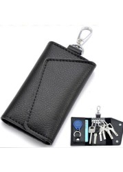 PU Leather Keychain Men Women Key Holder Organizer Pouch Cow Split Car Key Wallet Housekeeper Key Case Card Bag Small