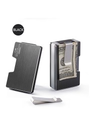 DIENQI Men's Wallet Rfid Anti-Card Metal Card Holder Black Slim Male Wallet Aluminum Wallet 2021
