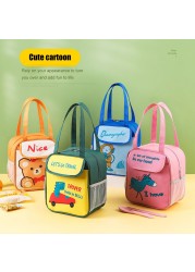 Cute Cartoon Bento Box Bag Food Insulation Bag New Multilayer Zipper School Cooler Bag For Kids Baby Lunch Container Handbag