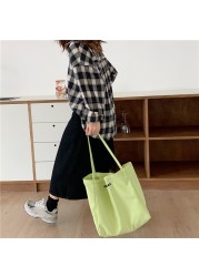 Fashion Women Canvas Shoulder Bag Solid Color Large Capacity Daily Leisure Cross Hand Shopping Bags For Travel